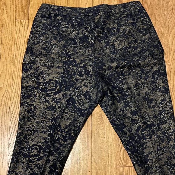 Ashley Steward Black & Gold Printed Denim Pants - Picture 4 of 5